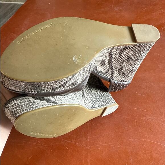 Banana Republic Nicola Wedge Heels 7M Snakeskin Brown Leather - Picture 6 of 9